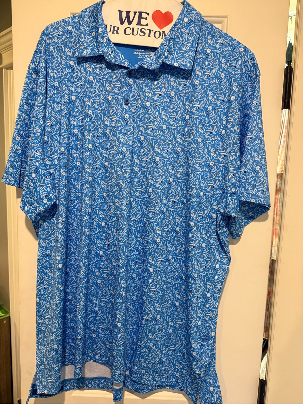 Robert Graham Blue Floral Print Short-Sleeve Polo